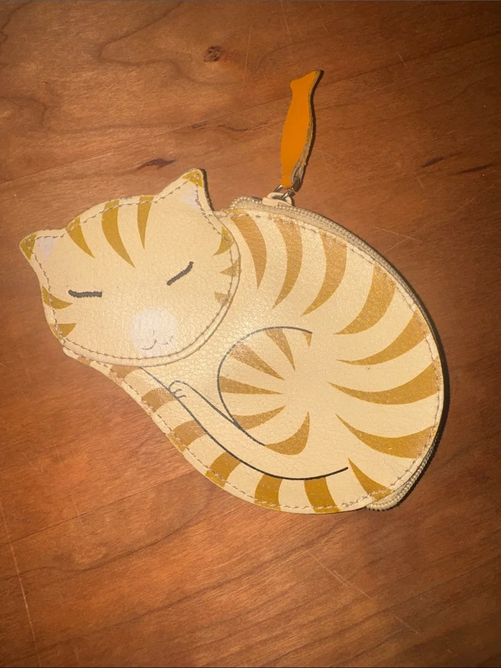 Rolf’s Leather Yellow Cat-Shaped Coin Purse Wallet - Cute Cat Design